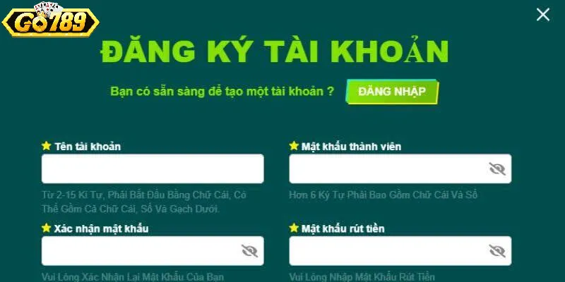 Hướng dẫn cách đăng ký tài khoản chơi Game đánh bài tiến lên trên Go789